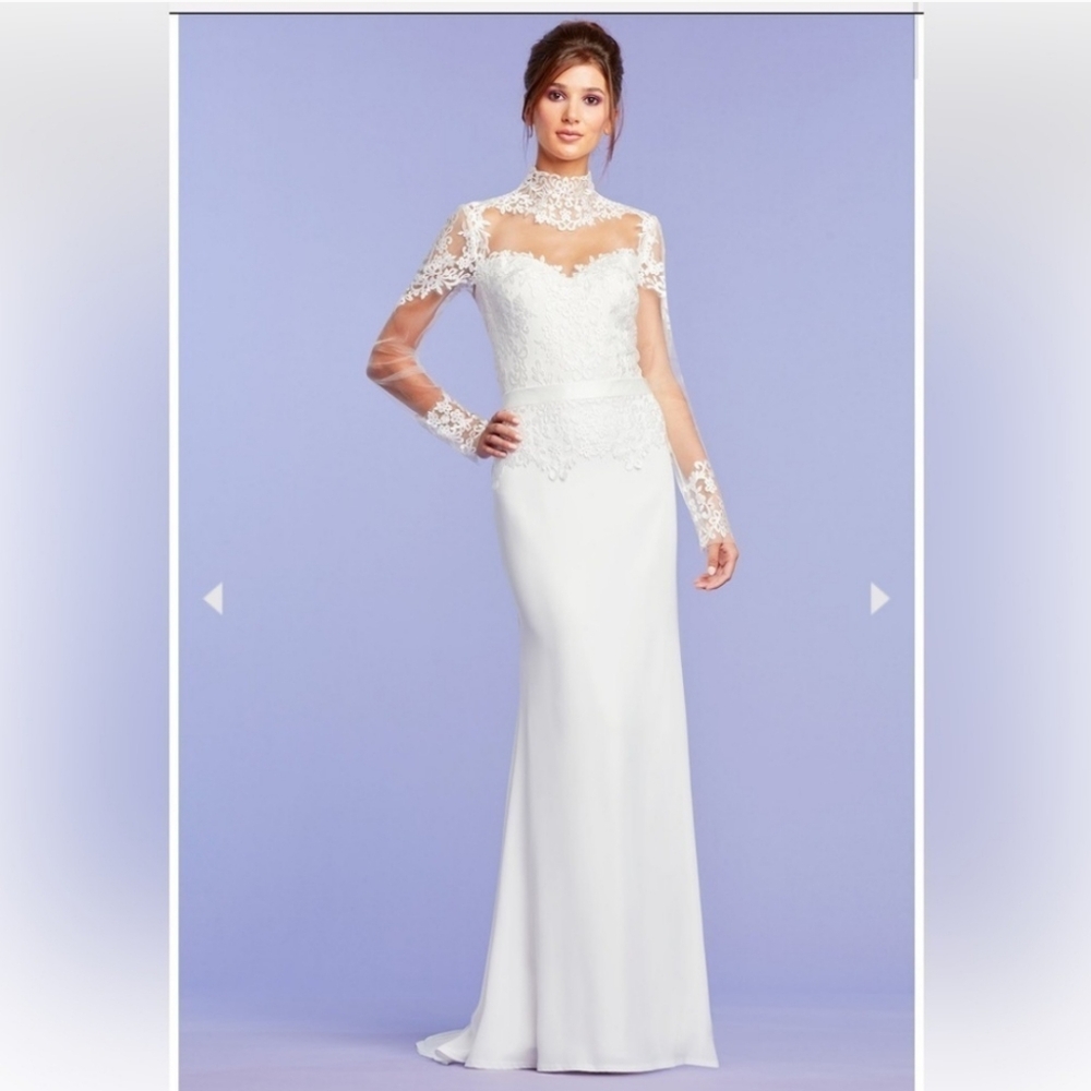 TADASHI SHOJI PRESCOTT FULL ILLUSION WEDDING GOWN - Picture 2 of 16